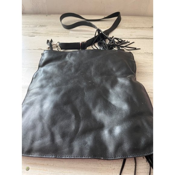 Sorial New York large adjustable strap black shoulder bag with zippers on front. - Picture 2 of 8